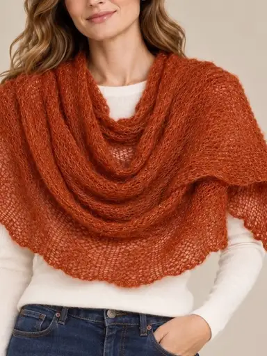 Nardi & Tagliaferri Rust Orange Mohair Blend Long Scarf Made in Italy