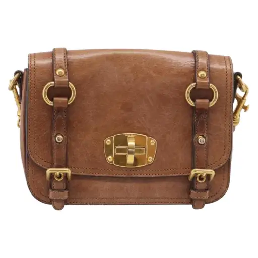 Miu Miu Shoulder Leather Brown Leather Shoulder Bag Bag (Pre-Owned)
