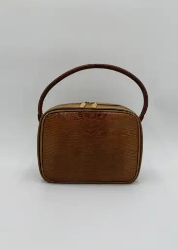 Gucci Borsa Vintage Top Handle Lucertola Marrone