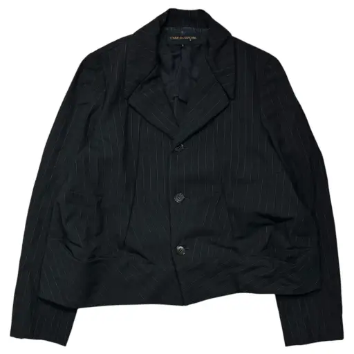 COMME des GARCONS(コムデギャルソン) 1993SS Wool Gabardine Paneled Striped Jacket ウール ギャバジン 切替 ストライプ ジャケット GJ-11004S S ブラック×ホワイト AD1992 90s アーカイブ ピンストライプ