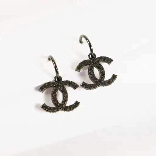 Chanel 11P Black CC Earrings
