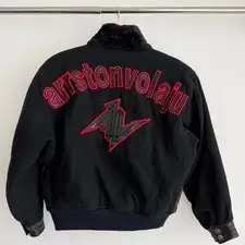 Vintage Arrston Volaju Kohshin Satoh Jacket Medium Black Leather Wool Bomber