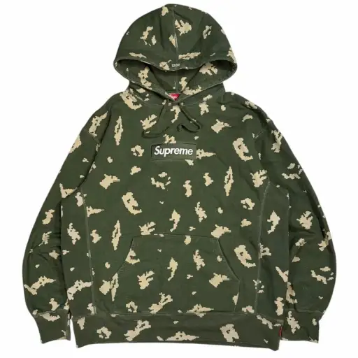 Supreme Olive Russian Digi camo box logo hoodie (L)