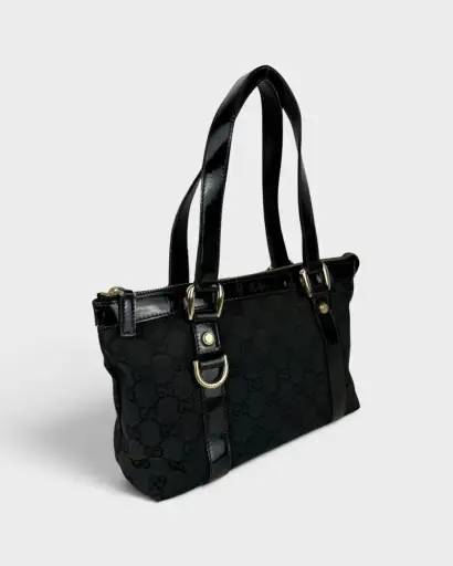 90s Gucci GG Monogram Mini Abbey Handbag Black/Brown