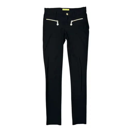 VINTAGE VERSACE JEANS BLACK ZIP DETAIL SLIM FIT TROUSERS