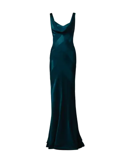 A/W 1999 Deep Teal Bias Cut Chevron Pattern Gown