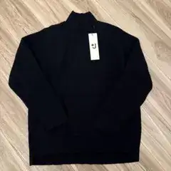 UNIQLO +J ジルサンダープレミアムラムケーブルハイネックセーターネイビー