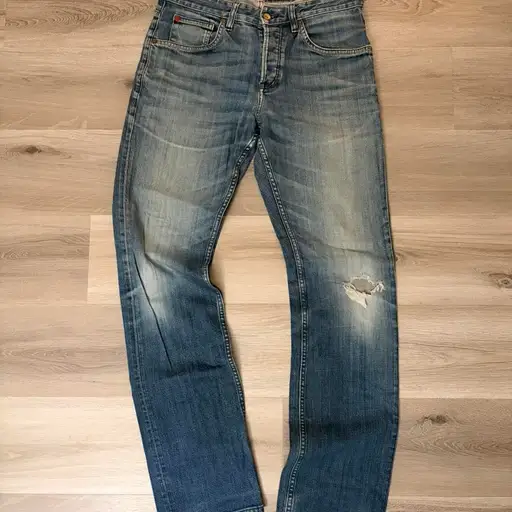 Cello jeans c5* denim light blue wash #distressed look #Levi's 501 type blue jeans can fit Size 32" #denim #Japanesedenim