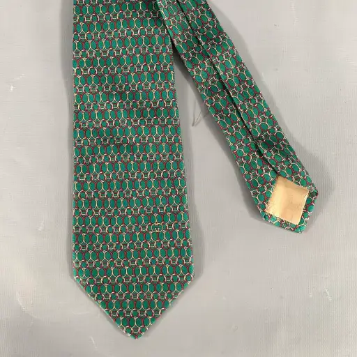 GUCCI Green Red Geometric Silk Tie