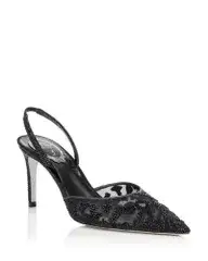 レネ・カオヴィラ レディース シューズ パンプス メッシュ Rene Caovilla Womens Embellished Mesh Slingback Pumps Black ブラック