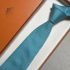 エルメス　ネクタイ　H柄H織ファソネ 水色