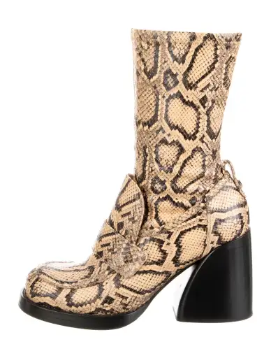 Embossed Leather Animal Print Boots