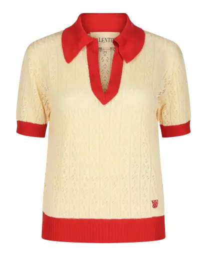 Pointelle-Knit Polo Shirt