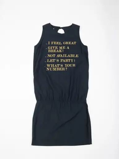 1989 Vintage Black Dress with Gold Embroidery