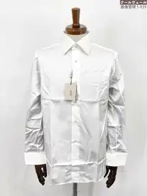 未使用【ブリオーニ Brioni】コットン100％ ブロード生地長袖シャツ Wカフス ドレス (メンズ) size40 ホワイト イタリア製 ◎35MEB0304◎　【中古】