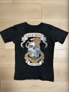 BACKBONE THE USA スカル 蛇 プリント Tシャツ ブラックy2k