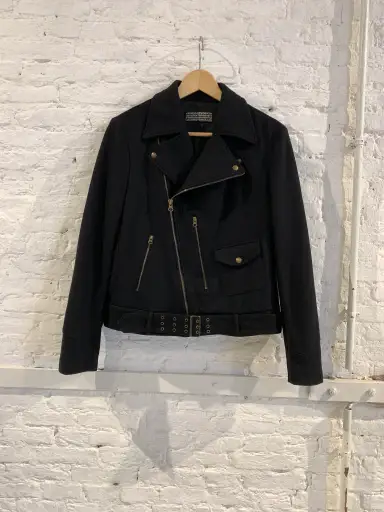 Vintage Kostas Murkudis x New York Industries Early 2000 Black Wool Perfecto Jacket