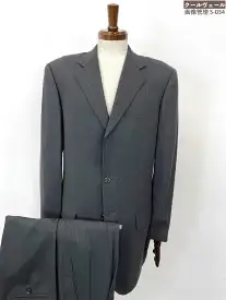 【アーストンボラージュ arrston volaju】3ボタン ストライプ織柄 スーツ ウール100％ (メンズ) size96A7 チャコールグレー ◎35MSB1414◎【中古】
