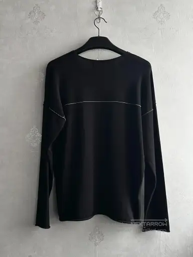 Isabel Benenato 19SS Black Embroidered Asymmetric Sweater|