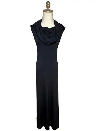 Women's Size S Issey Miyake Black Cowl Neck Rare Vintage 1990s Pre-Owned Floor-Length Dress