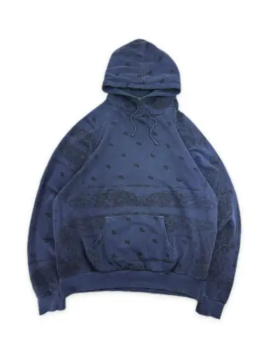 AW04 Raf Simons Waves Shipwreck Navy Blue Paisley Hoodie