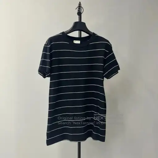 YSL Black Striped Cotton T-Shirt for Women .
