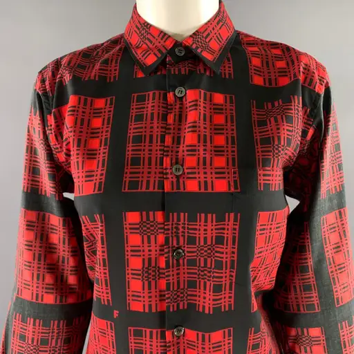 COMME des GARCONS Size S Red Black Polyester Plaid Blouse