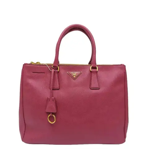 PRADA Galleria oversized no rose redcowhide leather logo cross pattern Galleria
