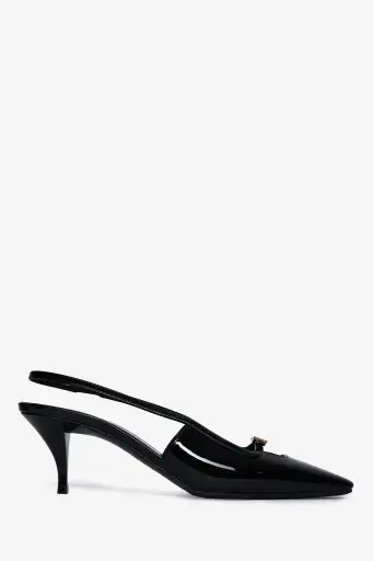 Saint Laurent Black Patent Tom 60 Slingback Heels Size 37.5