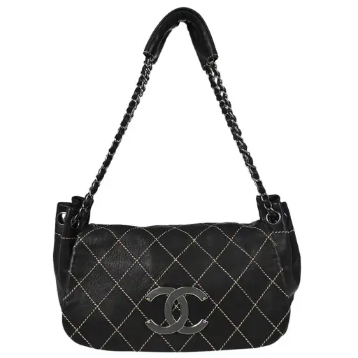 Chanel 2004-2005 Black Lambskin Wild Stitch Handbag