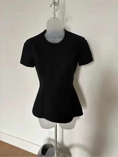 Black Tailored Short-Sleeve Women's Top