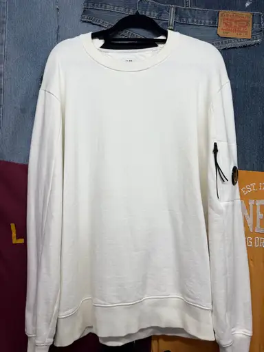 C.P. Company Lens Crew Neck Sweatshirt - Off-white / Cream - medium