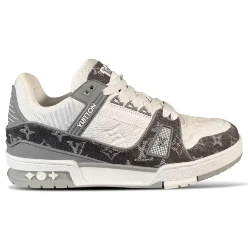 LOUIS VUITTON GREY DENIM TRAINER - UK 8 (Fits 9) | PRE OWNED