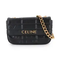 未使用 展示品 セリーヌ CELINE チェーン ショルダー バッグ マトラッセ レザー ブラック 111273EPZ ゴールド 金具 90314509