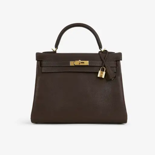 Hermès Kelly 32 - Ebene Barenia Faubourg | Gold Hardware