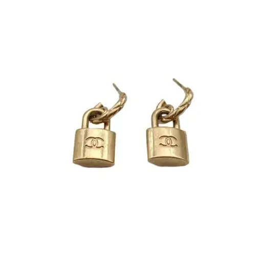 CHANEL Lock Earrings Alloy