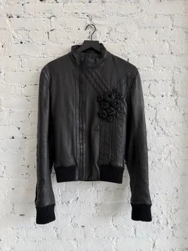 A/W 2005 DIOR ‘IN THE MORNING’ FLORAL MOTO LEATHER JACKET