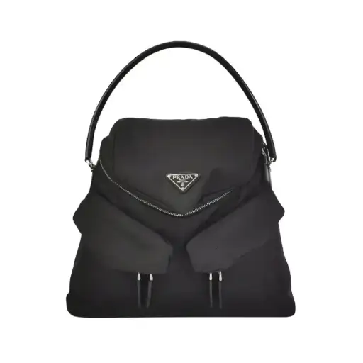 PRADA Signaux black fabric shoulder bag