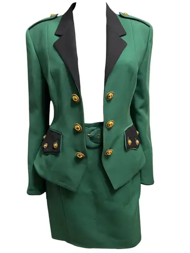 90's Moschino Green Military Skirt Suit as seen on Princess Diana