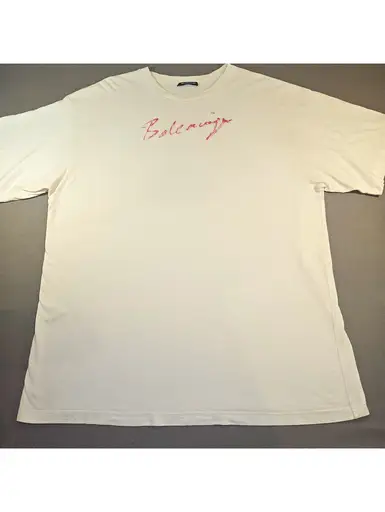 Balenciaga Logo Cotton Jersey Crew Neck White Men’s 2XL 0043