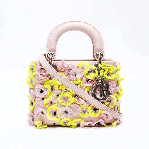 Christian Dior Mini Lady Dior Flower Renew Shoulder Bag pink WS20547