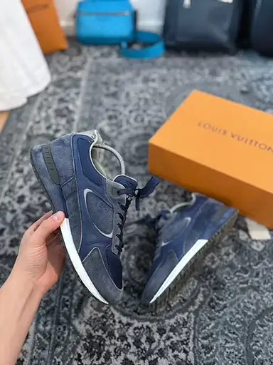 Louis Vuitton Run Away Blue Damier Suede Trainer