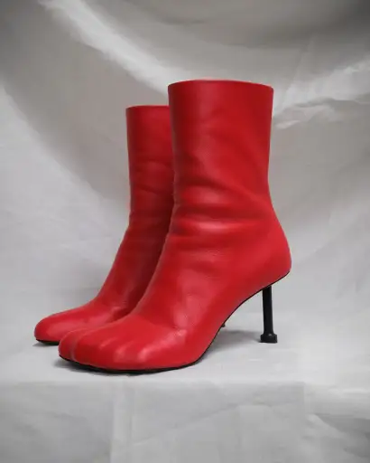 BALENCIAGA Red Leather Heel Anatomic Boots – EU 39