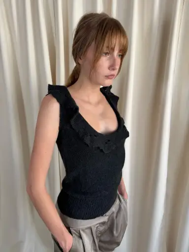 Louis Vuitton ruffled cashmere knit top