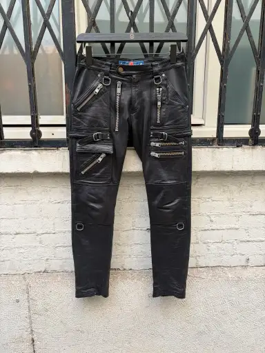 (New Arrival) BLACKMEANS - Leather biker pants