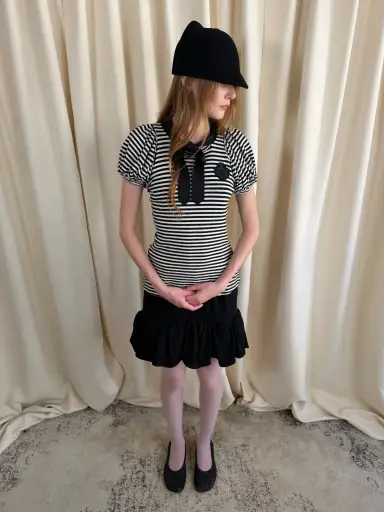Gianfranco Ferré striped ribbon-tie knit top