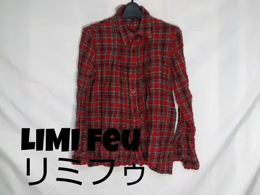 良品！LIMI feu リミフゥ チェック柄アルパカ混シャツS ヨウジヤマモト