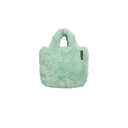 Balenciaga Long Hair Fake Fur Tote XS Mint Green - Brand New
