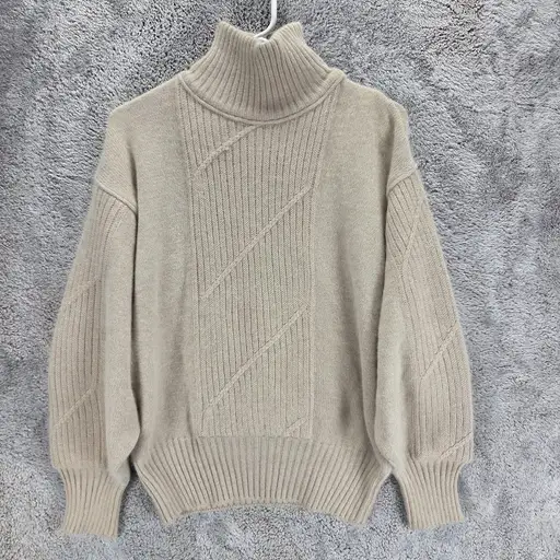 Claude Montana Sweater Womens Medium Beige Angora Cashmere Turtleneck Pullover