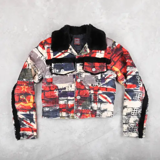 Jean Paul Gaultier AW1997 Flag Shearling Trucker Jacket